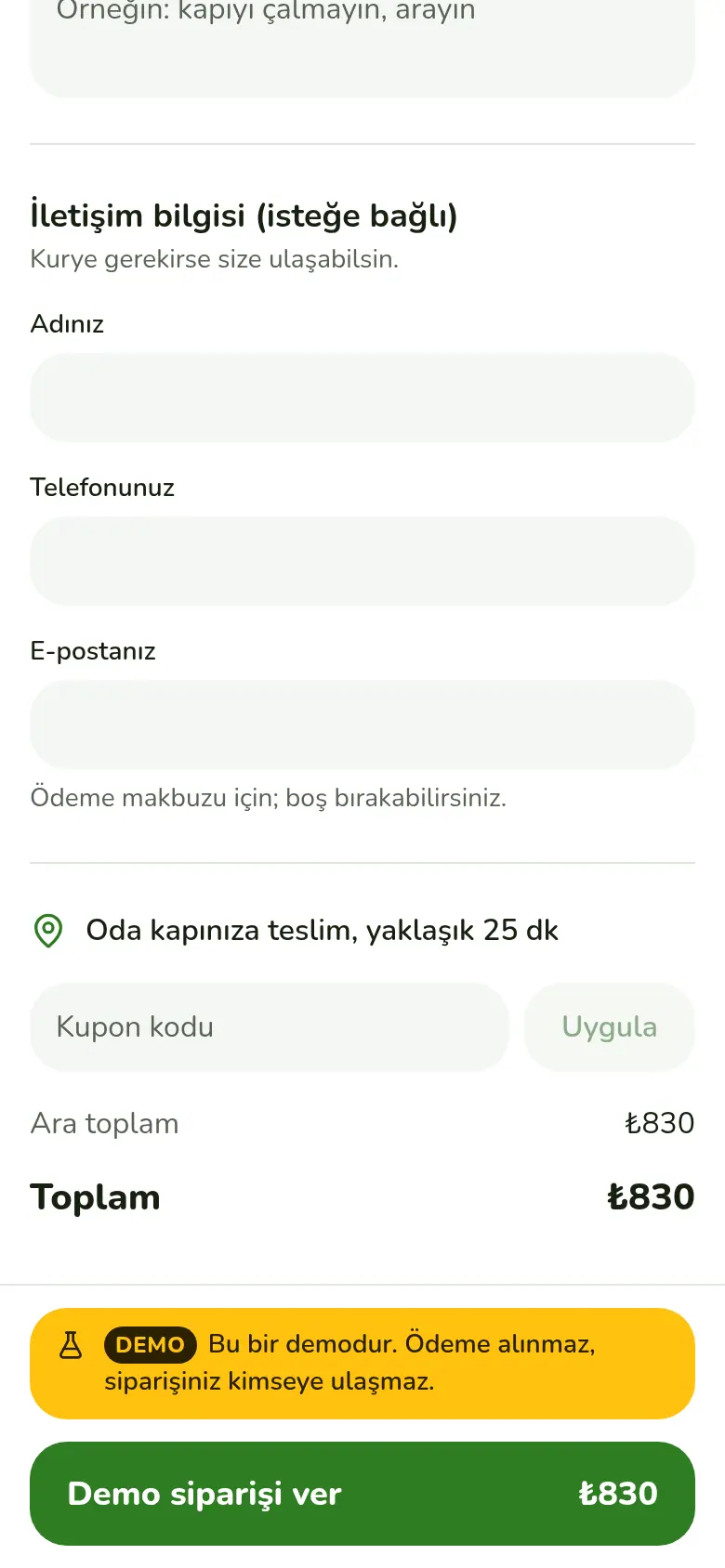 Ödeme adımı: yasal onay ve ödeme düğmesi